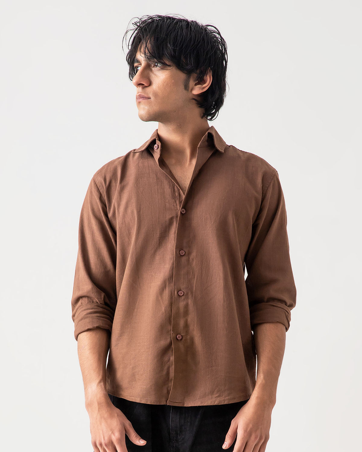 Brown Linen Button-Down