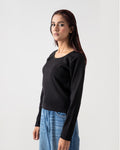 Black Rib Knit Top