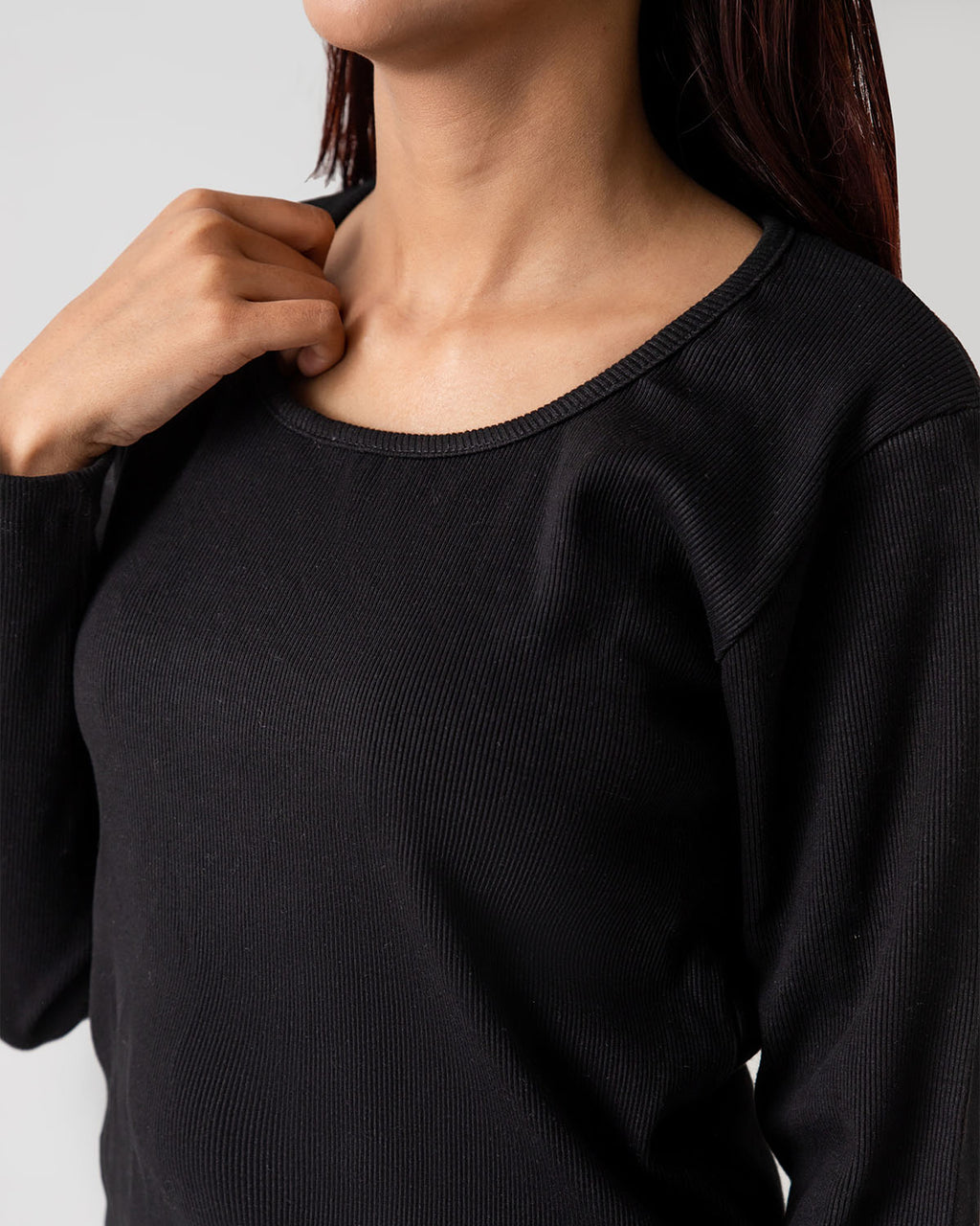 Black Rib Knit Top