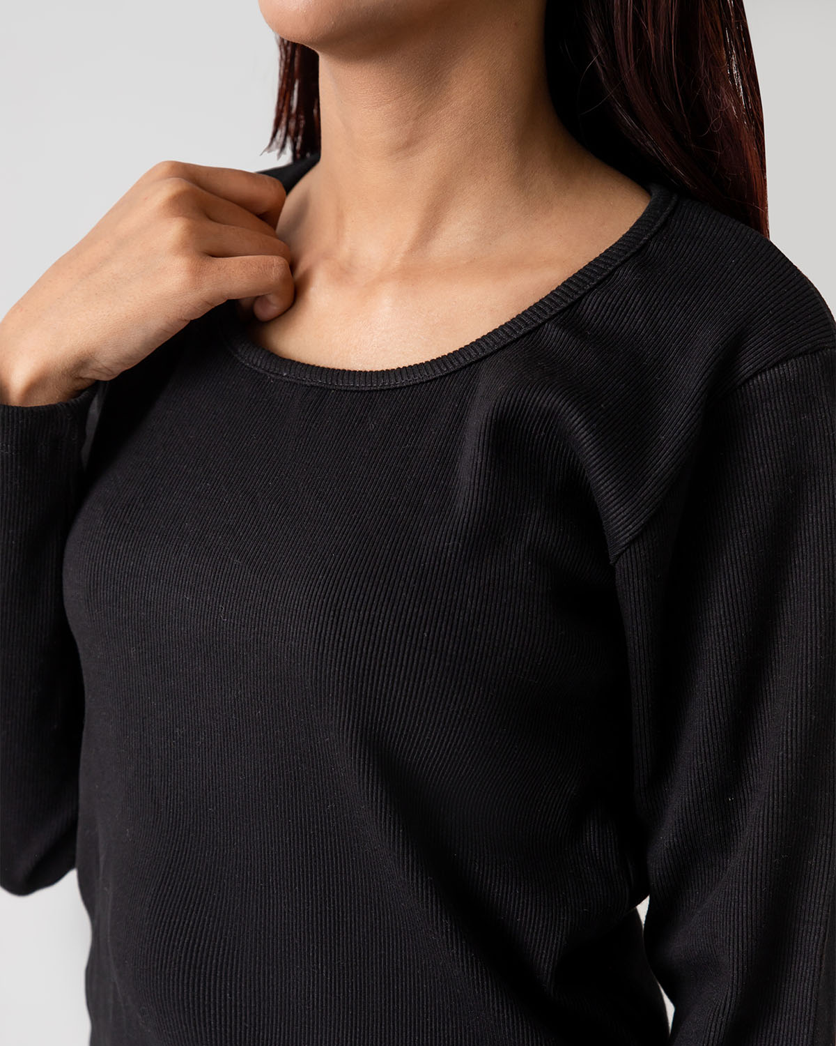 Black Rib Knit Top