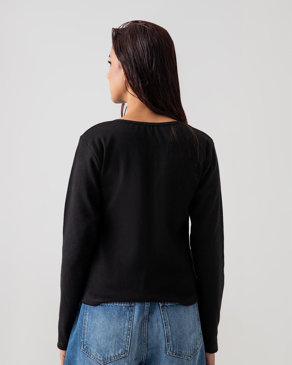 Black Rib Knit Top