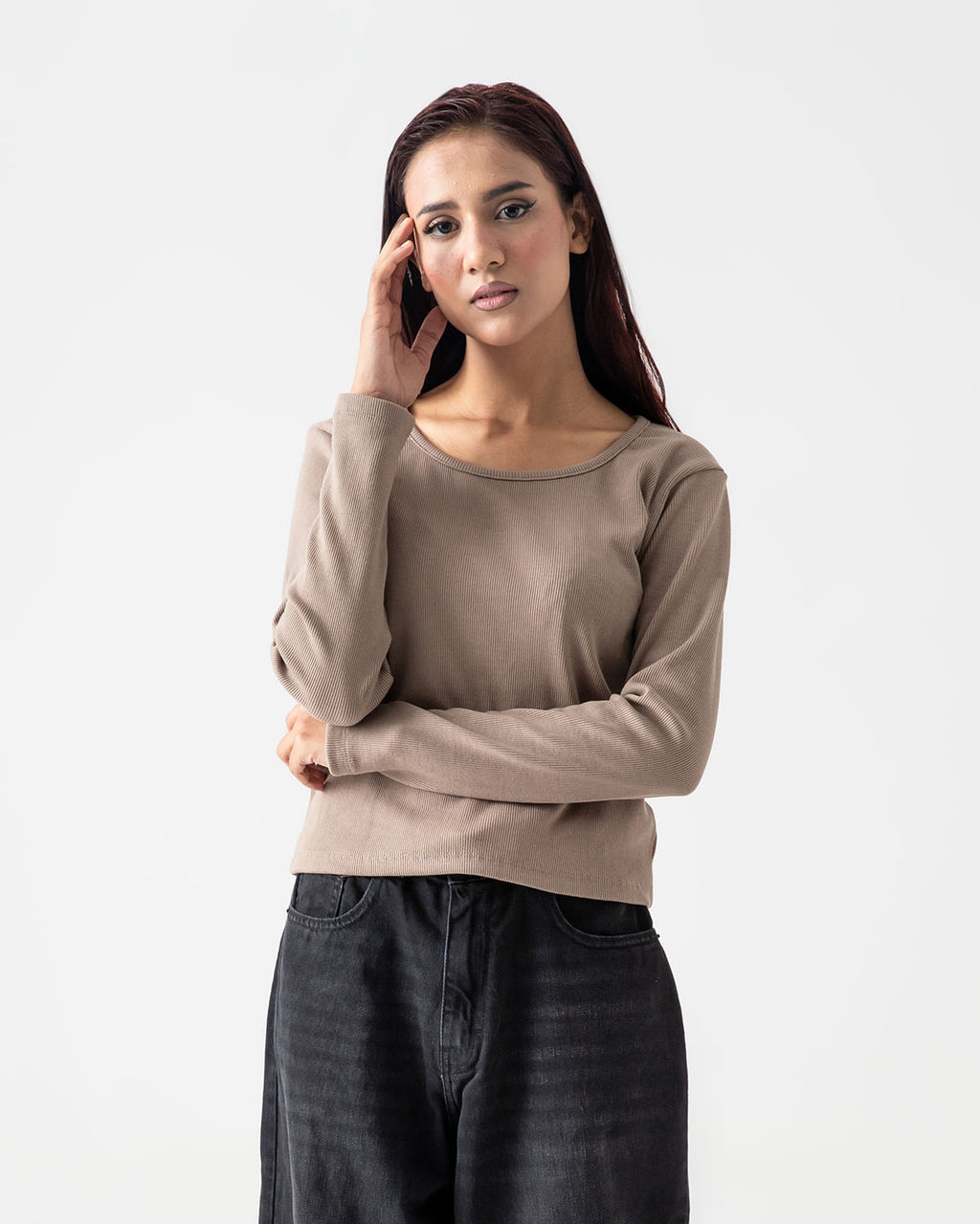 Coffee Rib Knit Top
