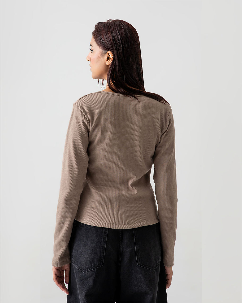 Coffee Rib Knit Top